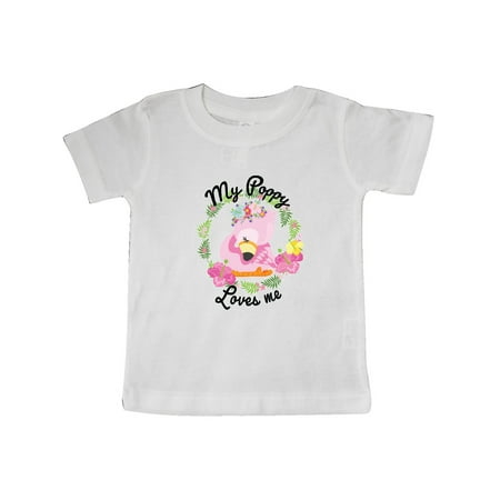 

Inktastic Baby Flamingo My Poppy Loves Me with Flower Wreath Gift Baby Boy or Baby Girl T-Shirt