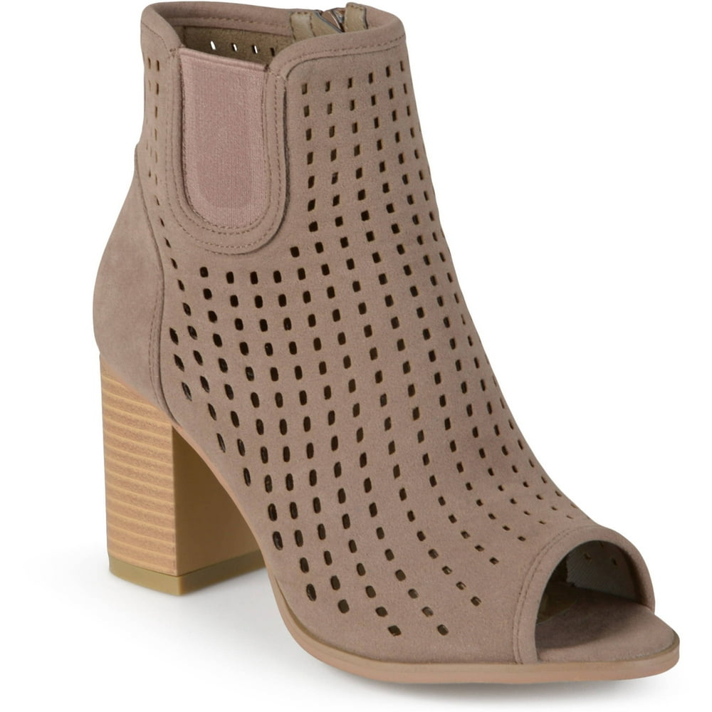faux suede chunky heel booties
