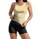 thumbnail image 2 of Traje de baño conservador de dos piezas para mujer, tankini, con sujetador acolchado, sin mangas, cuello redondo, estampado informal, traje de baño de dos piezas para mujer, trajes de baño tankini par, 2 of 9