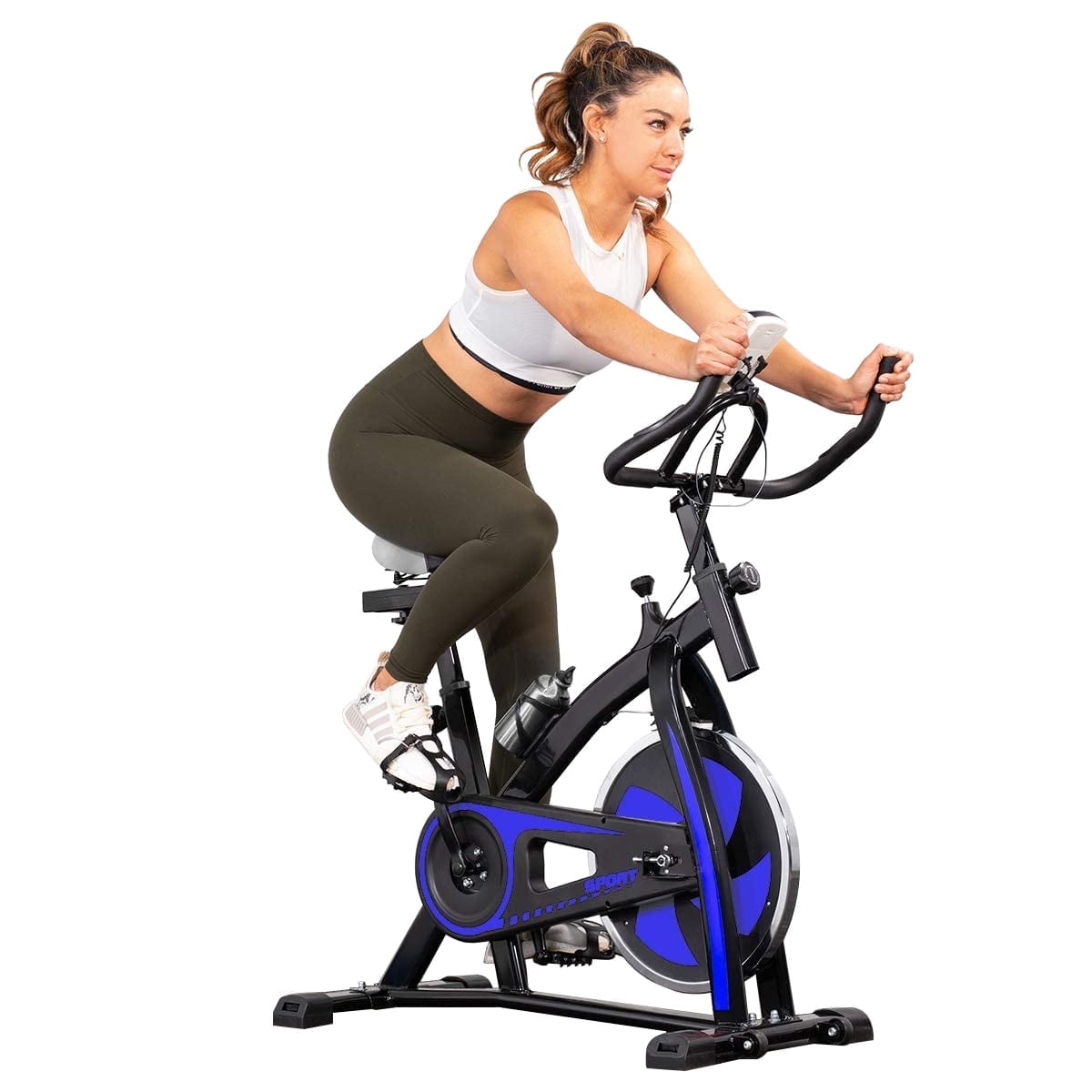 XtremepowerUS Indoor Exercise Bike, Stationary Cycling Bike with Silent Belt Drive & Heavy Flywheel for Home Gym