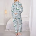 thumbnail image 3 of Pajama Sets for Women 2 Pcs, Spaceship Button Down Long Sleeve Sleepwear Lounge PJ Sets, 3 of 6