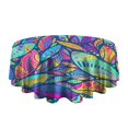 thumbnail image 5 of Blue Pioneer Flower and Leaf Pattern Round Tablecloth 60"x60",Wrinkle Wipeable Table Cloth for Kitchen Dining Room Picnic Patio Party, 5 of 6
