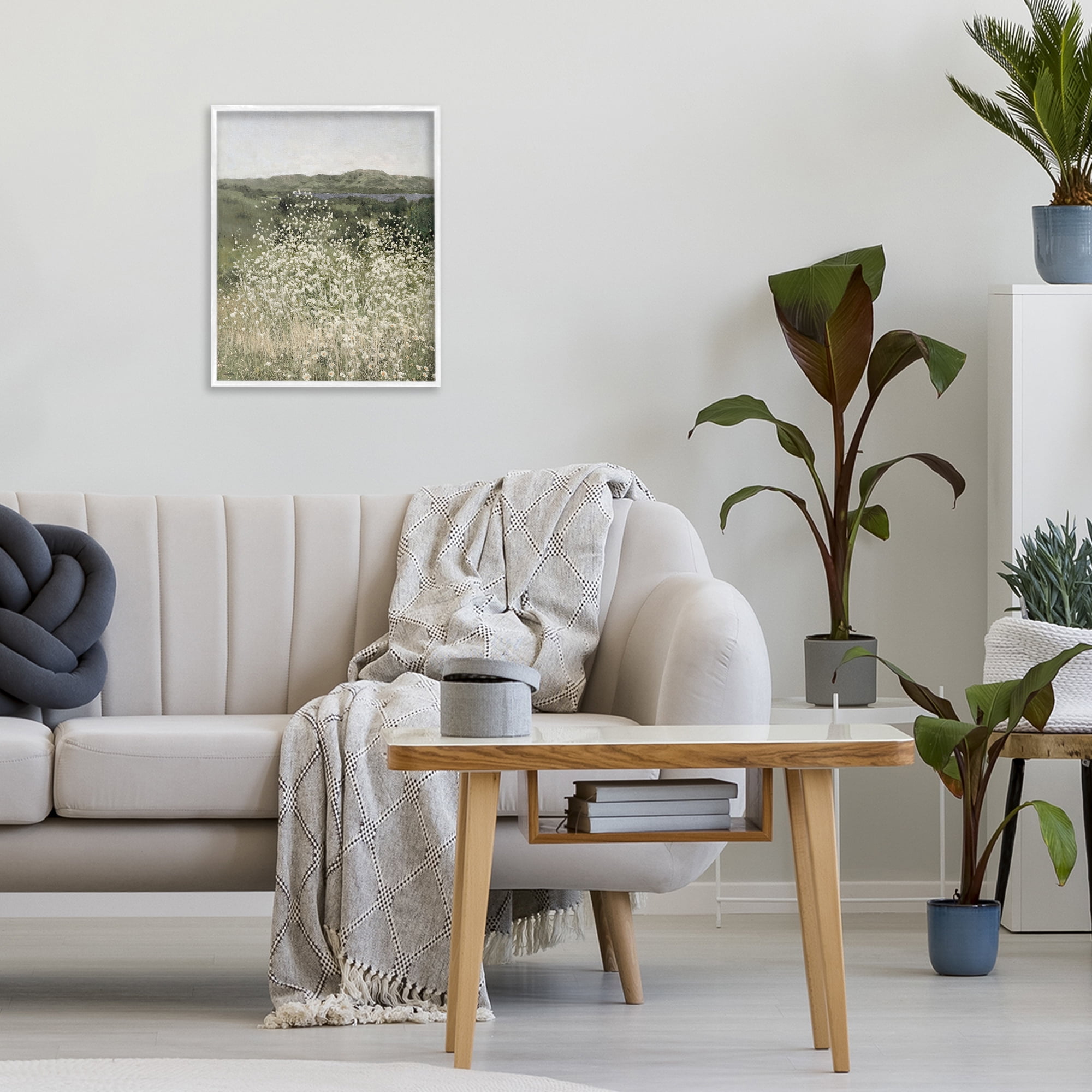 Stupell Industries Sunlit Meadow of White Daisies White Framed Giclee Art, design by Amber Sterling