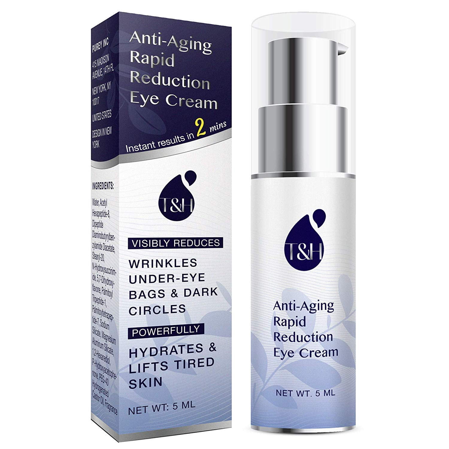 TEREZ & HONOR Anti-Aging Rapid Reduction Eye Cream, Visibly and Instantly Reduces Wrinkles, Under-Eye Bags, Dark Circles in 120 Seconds, Hydrates & Lifts Skin, 10ml