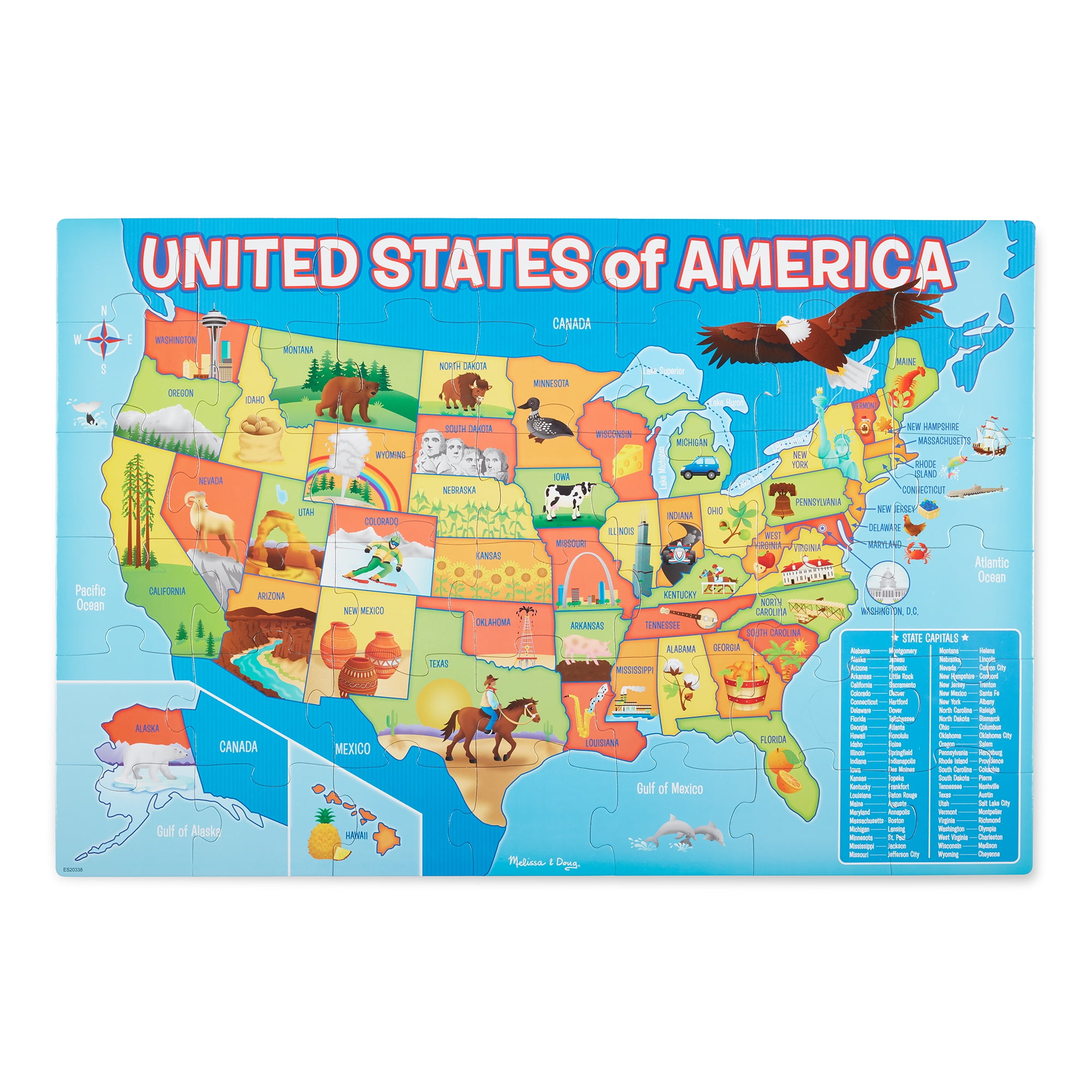 Melissa & Doug USA Map Giant Cardboard Floor Puzzle (42 Pcs) - Walmart.com