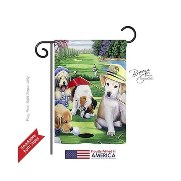 Breeze Decor 60082 Pets Golfing Puppies 2-Sided Impression Garden Flag - 13 x 18.5 in.