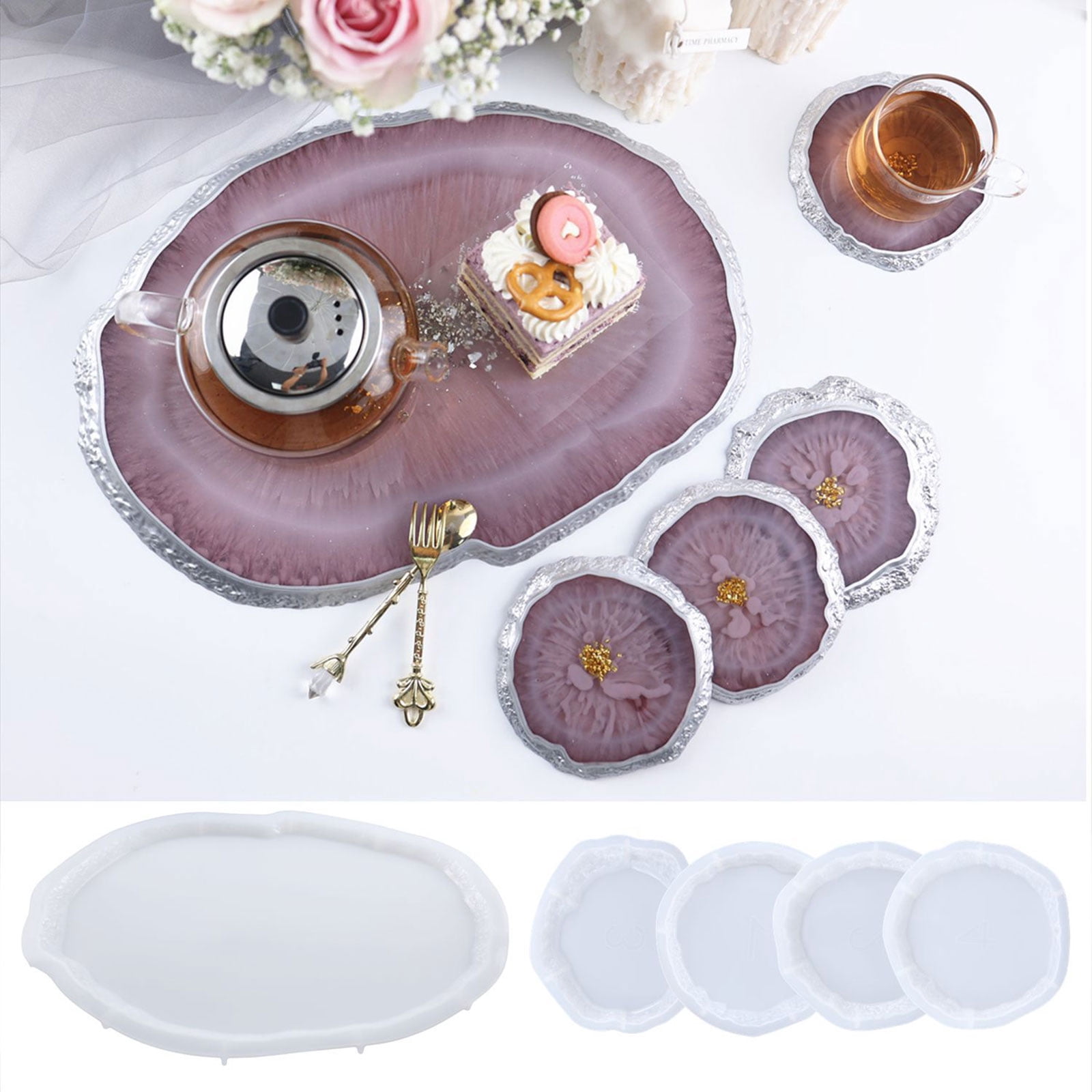 5 Pcs Silicone Irregular-shaped Jewelry Epoxy Resin Mold Tray Casting for Jewelry Storage