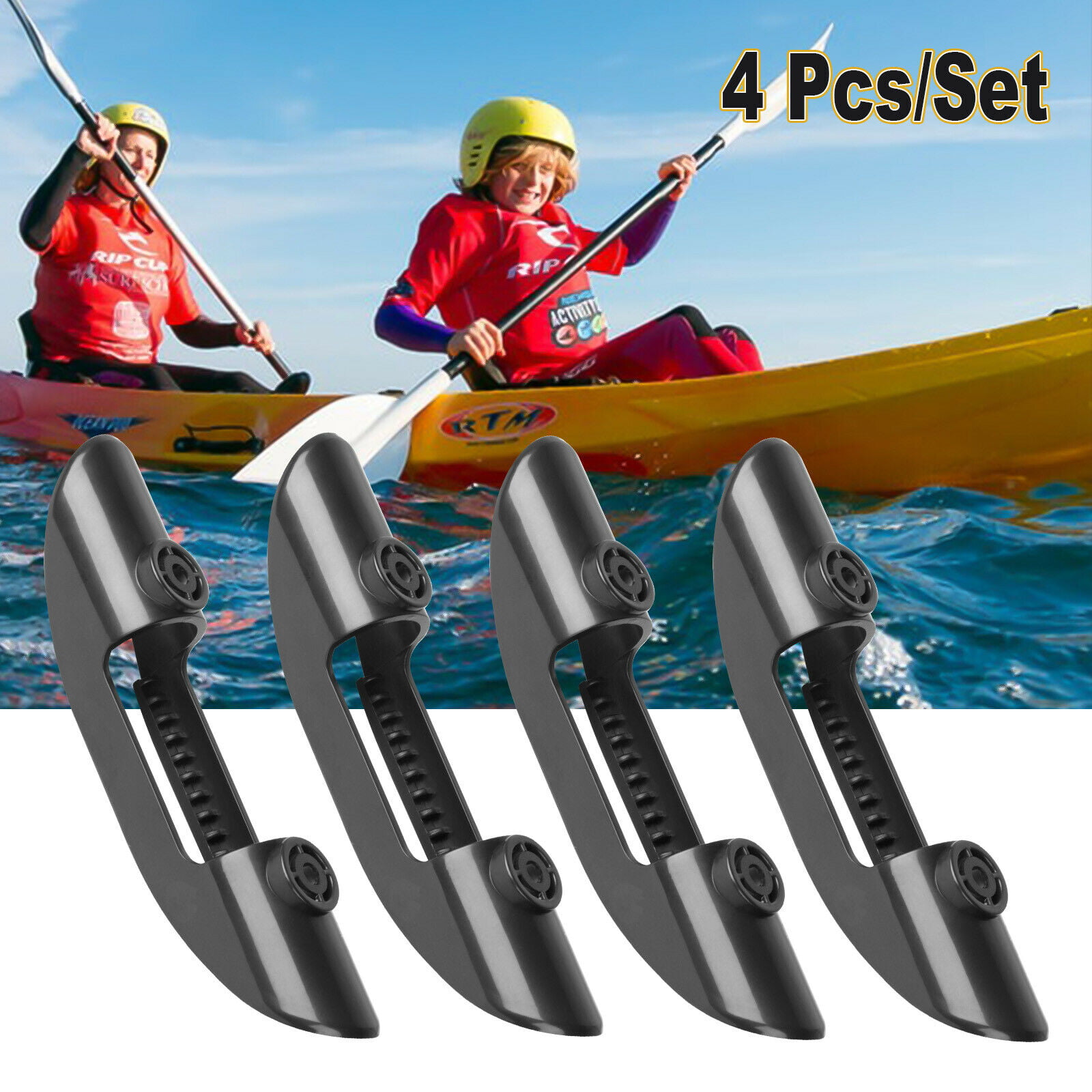 Watercraft Removable Black Plastic Clip Holder Marine Kayak Paddle Canoe Boat 
