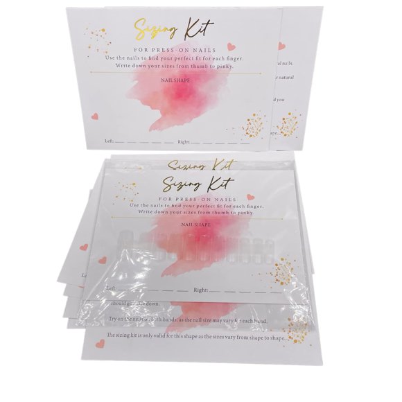 Kit de tamaño de uñas a presión, tarjeta de 5x7 pulgadas, tarjeta postal grande de lámina de oro rosa, prueba de uñas postizas, suministros comerciales, tabla de tallas para arte de uñas DIY, paquete