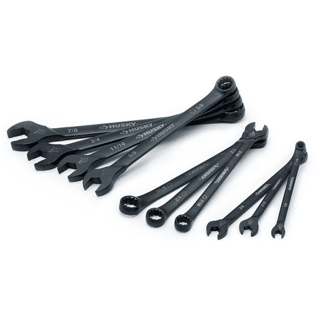 Husky Wrench Set Metric Long Pattern Universal Combination Black Tool 10 Piece