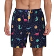 thumbnail image 3 of Uemuo Space Dinosaur Pattern Mens Swim Trunks Quick Dry Board Shorts with Mesh Lining, Stretch Beach Shorts Quick Dry No-Chafing Board Shorts-X-Large, 3 of 9