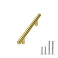 thumbnail image 2 of Modket M1607 Modern Euro Round Cabinet Handle 304 Stainless Steel — 6" Overall Length, 3-3/4" (96mm) Hole Centers, Brushed Satin Brass Gold— 1-Pack, 2 of 7