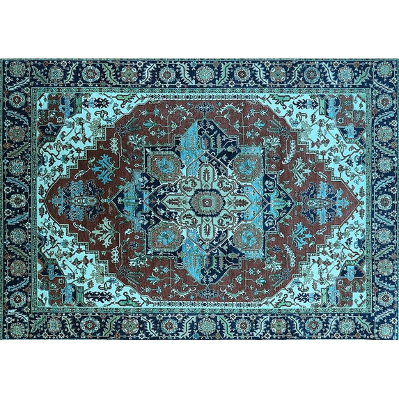 Ahgly Company Indoor Rectangle Persian Light Blue Traditional Area Rugs, 2' x 4'