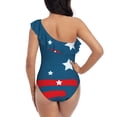 thumbnail image 5 of Gukieu Astronaut Runs Forward Print One-shoulder Ruffled One-piece Swimsuit with Removable Chest Pads and Tummy-control Swimsuit for Women-Medium, 5 of 6
