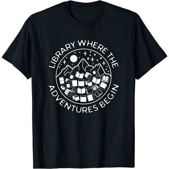 Library Where The Adventures Begin Funny Library Book Lovers T-Shirt