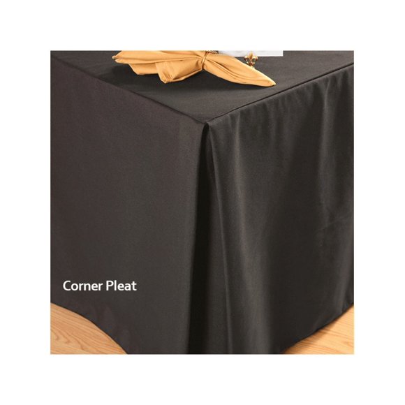 Fitted 4 ft. Rectangular Table Covers Box Style Size 48"x24" Pleated Corners Black 2/Pack