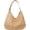 Khaki, variant on Women's Straw Bucket Tote Bag Summer Woven Hobo Bag Handmade Mesh Beach Rattan Shoulder Bag Vacation Handbag