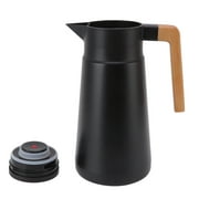 2L Stainless Steel Thermal Coffee Carafe Anti Scalding Vacuum Carafe with Beech Wood Handle Household Thermal Carafe Black