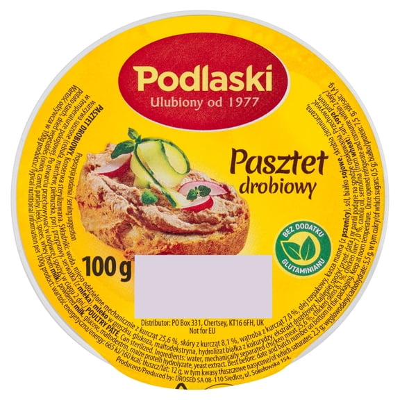 Podlaski Chicken Pate 100g, Imported from Britain