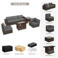 thumbnail image 6 of Sunmthink 7Pcs Outdoor Patio Furniture Set with Fire Pit Table Wicker Rattan Sectional Sofa Patio Conversation Sets-Gray(with Waterproof Cover), 6 of 7