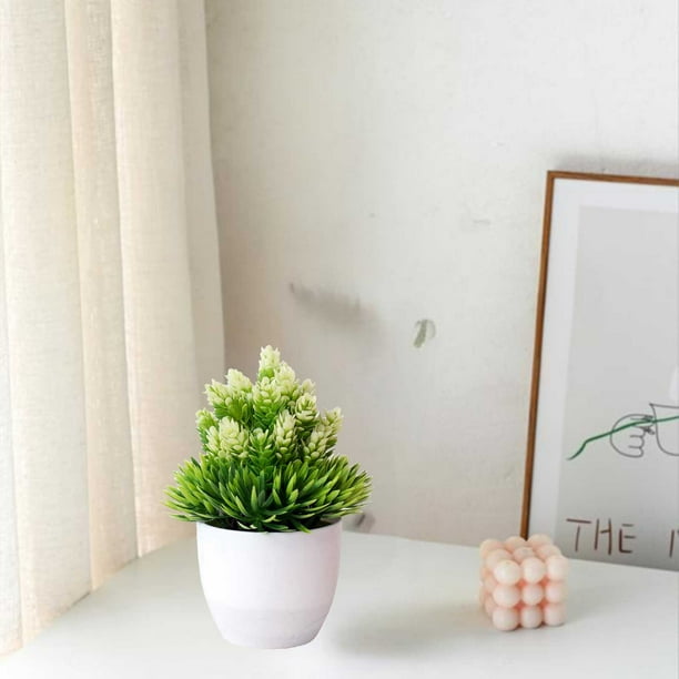 Flores artificiales, bonsáis artificiales en maceta, macetas de plástico para sala de estar, comedor, mesa de TV, mueble de centro, decoración, adornos, flores artificiales, bonsáis, plantas