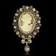 thumbnail image 2 of Broche con colgante Yashi estilo victoriano camafeo vintage dorado para boda o fiesta, 2 of 4