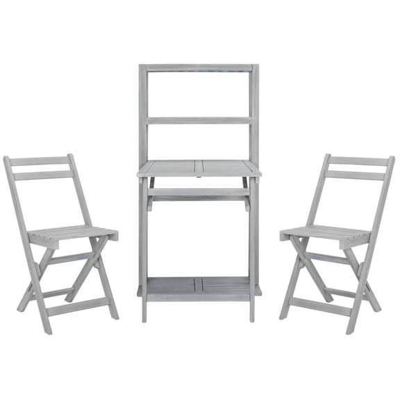SAFAVIEH Griffen Balcony Convertible Dining Cabinet, Ash Grey