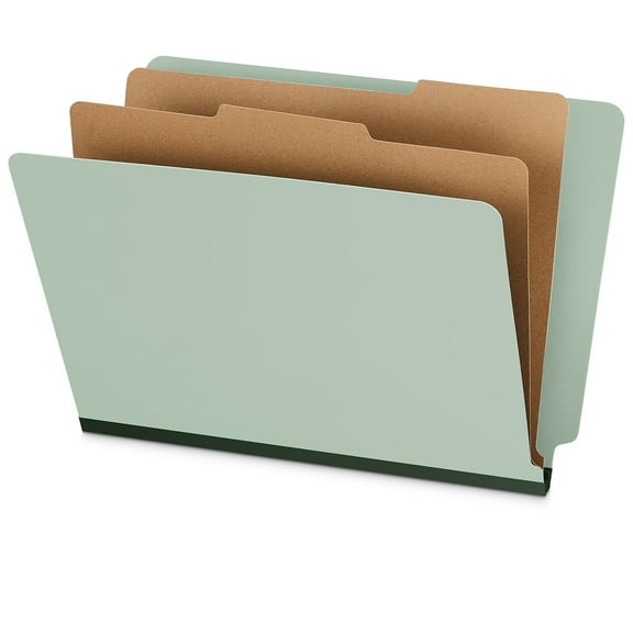 Staples 60% Recycled Heavy Duty Classification Folder 2-Dividers 2" Expansion Letter Size Gray/Green