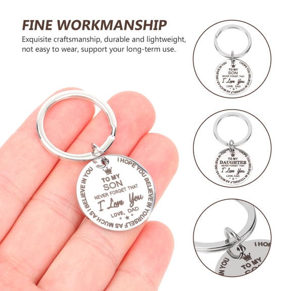 OFFIGAM 2-Pack Stainless Steel Keychain Set, Family Affection Pendant Gifts for Men Women