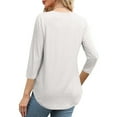 thumbnail image 4 of UAMVSH Tunic Tops for Women Fashionable 3/4 Sleeve Pleated Front Shirts Casual V-Neck Solid Color Business Dressy Blouses(X-Large,White), 4 of 6