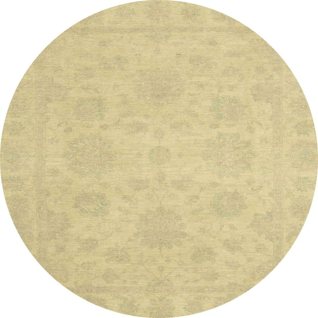 Ahgly Company Tapis d'Intérieur Rond Abstrait Jaune Moutarde Oriental, 7 Pieds Rond