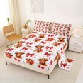thumbnail image 2 of spefrowx Cute Highland Cow Print Bed Sheets for Girls, Red Bow Animal Full Size Sheets, 4 Pieces, 1 Flat Sheet, 1 Fitted Sheet and 2 Pillowcases, 2 of 6