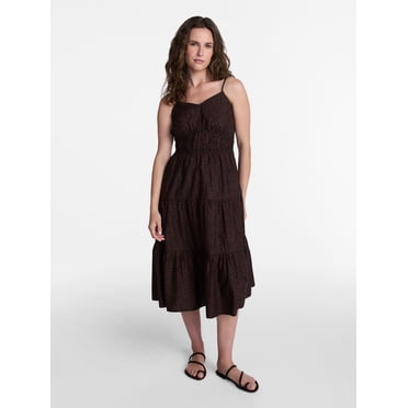 Time and Tru Women's Spaghetti Strap Midi Dress, Sizes XS-XXXL