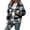 Gray, variant on Oplxuo Women's Winter Fuzzy Fleece Zip Up Lapel Jacket Loose Cozy Color Block Long Sleeve Outerwear Coats with Pockets