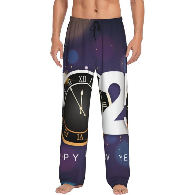 Balery 2025 Happy New Year 4 Pantalones de pijama para hombre, pijama ultraligero, pantalón de descanso-XX-Large