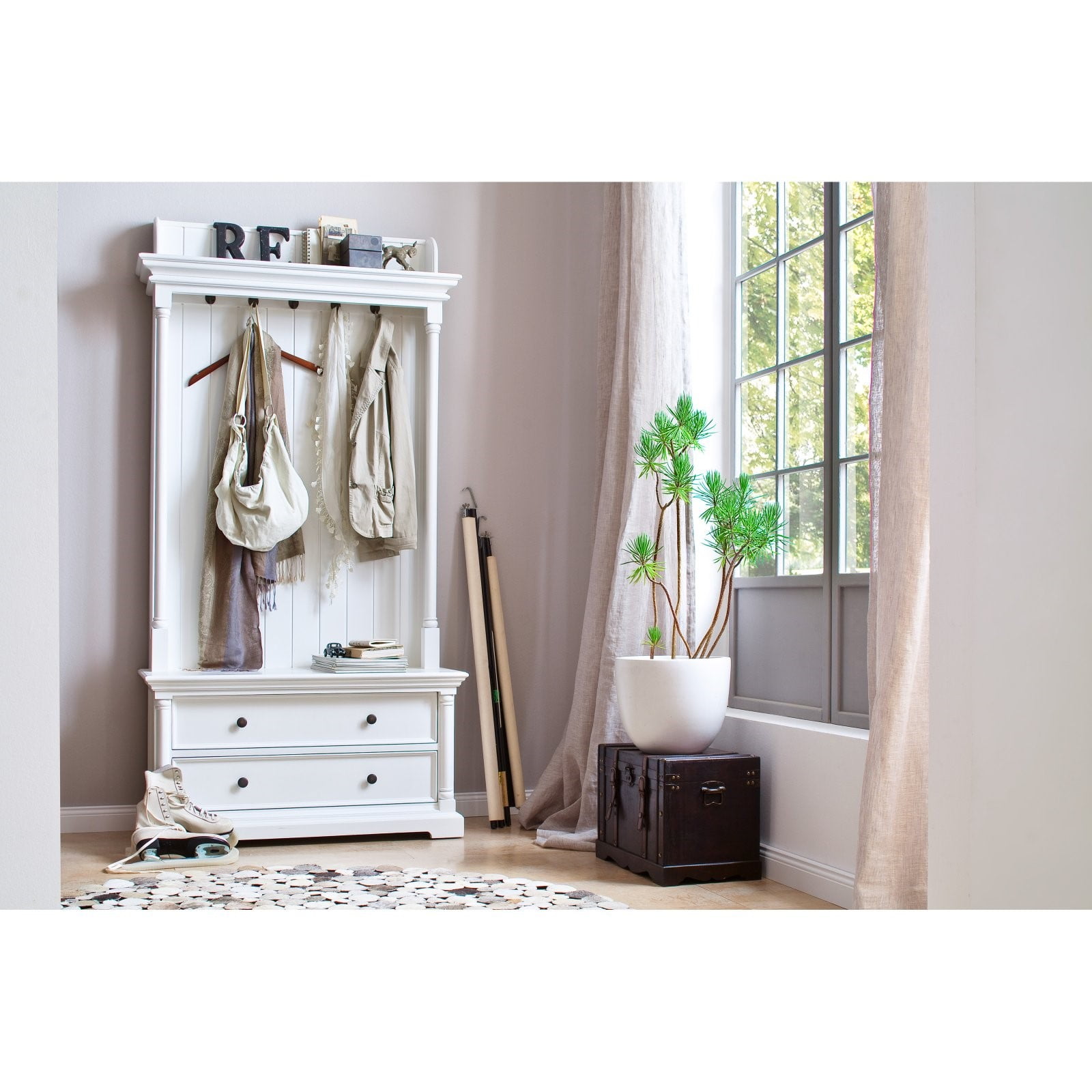 Provence By Infinita Hall Tree With Wardrobe Bench White