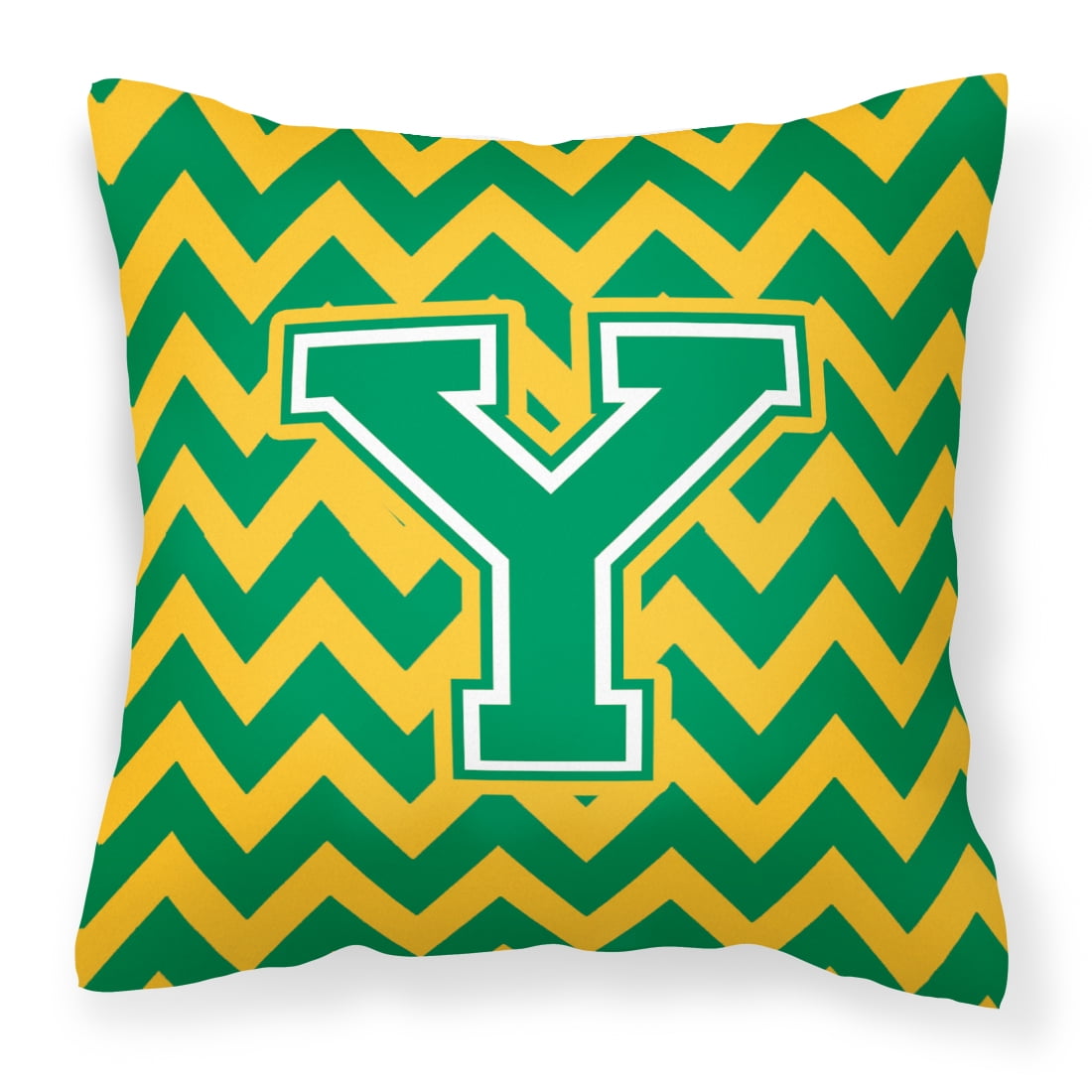 Letter Y Chevron Green and Gold Fabric Decorative Pillow - Walmart.com