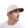 thumbnail image 5 of TOPTIE 5 Panel Trucker Cap Snapback Mid Profile Cotton Sun Hat Adult-Suedette Maroon Beige, 5 of 7