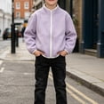 thumbnail image 2 of Boys' Long Sleeve Sherpa Fleece Full Zip Jacket Kids Stand Collar Winter Warm Outerwear for Toddler Boys Windproof Sweatshirt, 2 of 8
