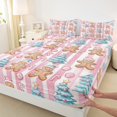 thumbnail image 3 of Feelyou Gingerbread Man Twin Sheet Sets for Kids, Christmas Dessert Twin Fitted Sheet, Xmas Tree Geometric Flat Sheet, Ultra Soft Home Decor, 3pcs, 3 of 7