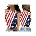 thumbnail image 4 of Biekopu Women Independence Day Tank Tops, Adults Slim-fit Star  Stripe Print Round Neck Crop Tops, 4 of 5