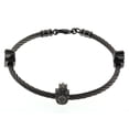 thumbnail image 2 of Gem Stone King Black Stainless Steel Judaica Cable Bangle Bracelet for Women with 3 HAMSA Symbol and CZ, 2 of 2
