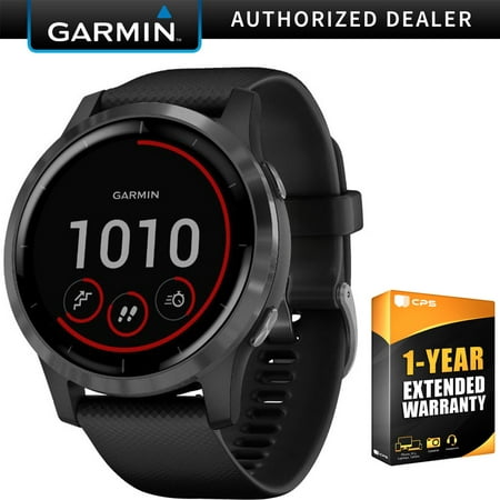 Garmin 010-02174-11 Vivoactive 4 Smartwatch Black/Stainless Bundle with 1 Year Extended Warranty