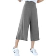 thumbnail image 2 of Palazzo Capri Pants for Women Spring Summer Lightweight Elastic High Waist Wide Straight Leg Flowy Capris, 2 of 8