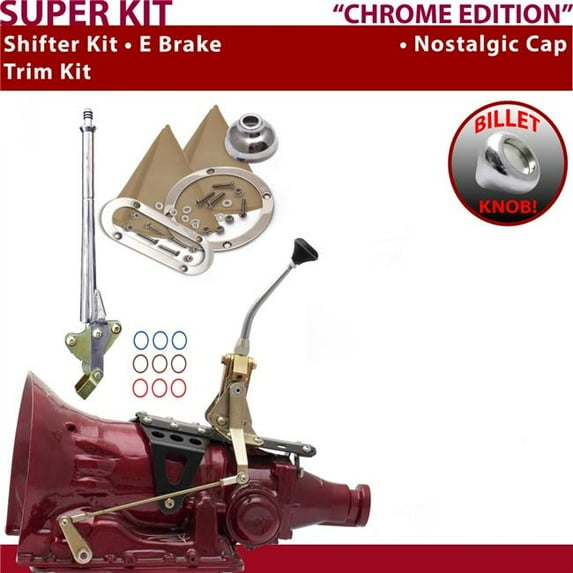 American Shifter TH400 Shifter Kit Chrome 8 in. E Brake Trim Kit for EDB90
