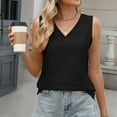 thumbnail image 2 of Dyfzdhu Tank Tops for Women Trendy Loose Solid Color V Neck Sleeveless Shirts Summer Tops Black, 2 of 6