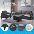 thumbnail image 2 of BALUS Ensemble de Canapé 2 Pcs, Sofa en L avec Ottomane de Rangement, Sectionnels 5 Places, Ensemble de Meubles de Salon, Lin, Gris Foncé, 2 of 5