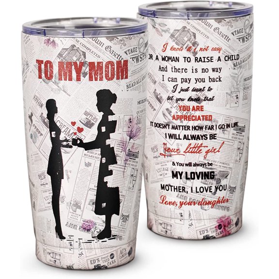 Mom Tumbler with Lid and Straw, Mother''s Day Gifts From Daughter, 20 oz Stainless Steel Mom Travel Coffee Mug, Mom Cup Mama Water Bottle for Mother''s Day Birthday