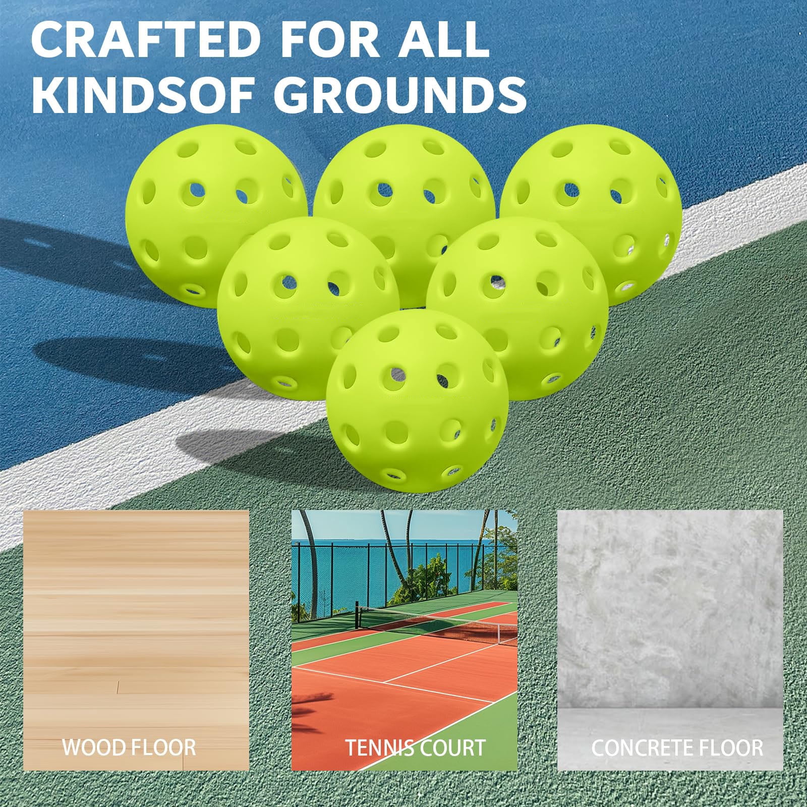 SIISLL 6-Pack Premium Pickleball Balls – 40-Hole Design for Indoor & Outdoor Play, Tournament-Grade Pickleballs with Carry Bag, High Bounce, True Flight & Perfect Balance.