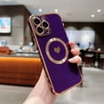 thumbnail image 1 of SaniMore Case for iPhone 13 Pro Max 6.7" 2021, Cute Luxury Soft Plating Bumper Shockproof TPU Thin Lightweight Magnetic Shell Wireless Charging Girly Anti-drop Shell for iPhone 13 Pro Max, Darkpurple, 1 of 1